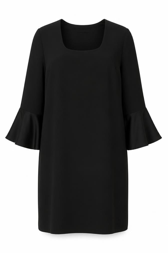Marks and Spencer Womens Black Polyester Shift Size 12 Scoop Neck Pullover - Bell Sleeve