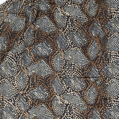 Code Womens Brown Geometric Polyester Basic Blouse Size L V-Neck