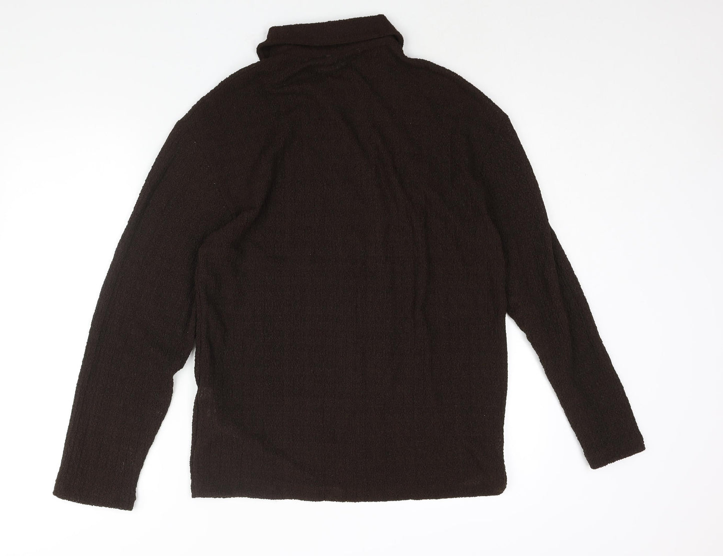 Zara Mens Brown Polyester Button-Up Size S Collared Button - Textured