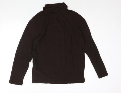 Zara Mens Brown Polyester Button-Up Size S Collared Button - Textured