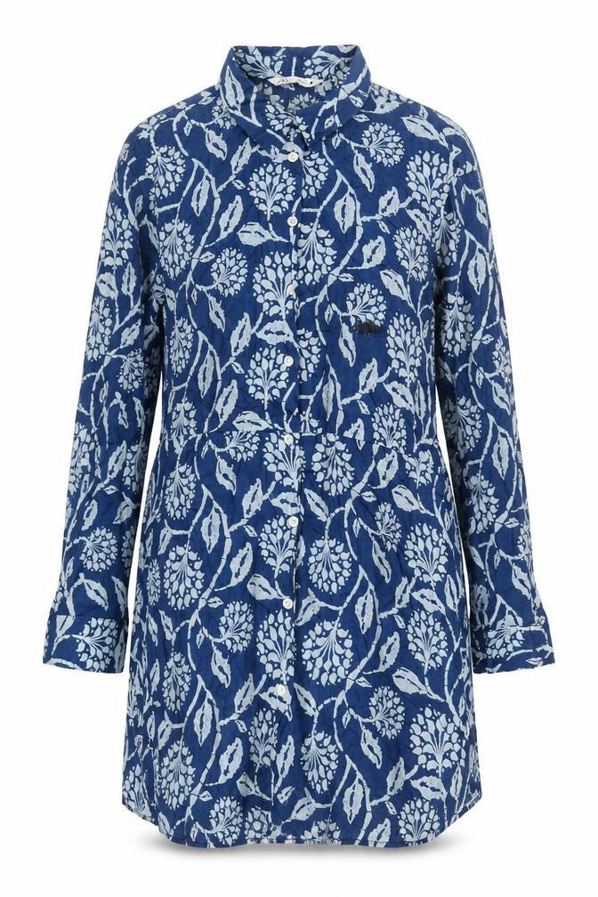 Zara Womens Blue Geometric Cotton Shirt Dress Size XS Collared Button - Floral Print