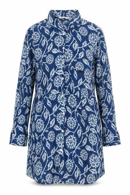 Zara Womens Blue Geometric Cotton Shirt Dress Size XS Collared Button - Floral Print