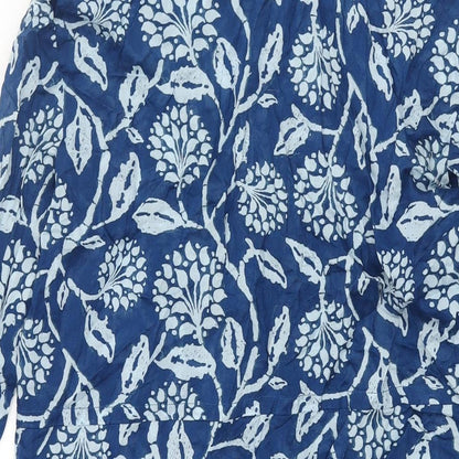 Zara Womens Blue Geometric Cotton Shirt Dress Size XS Collared Button - Floral Print