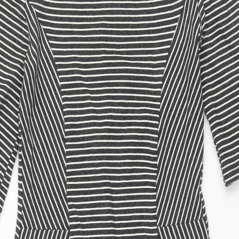 Goldi Womens Grey Striped Polyester Pencil Dress Size S Round Neck Pullover