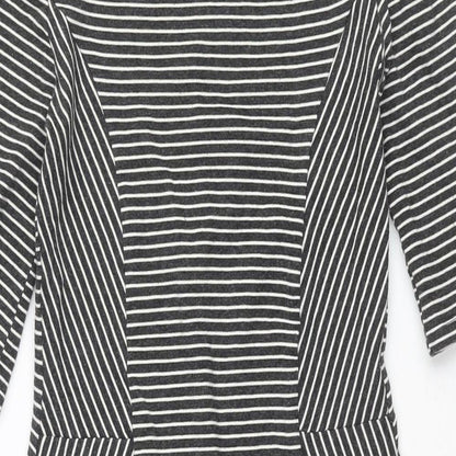Goldi Womens Grey Striped Polyester Pencil Dress Size S Round Neck Pullover