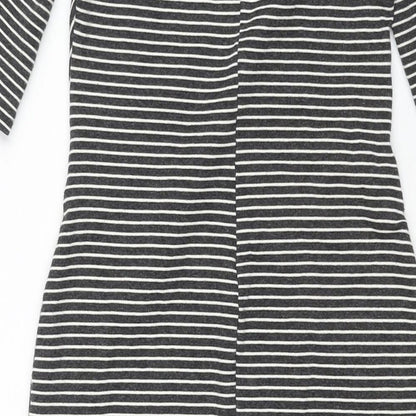 Goldi Womens Grey Striped Polyester Pencil Dress Size S Round Neck Pullover