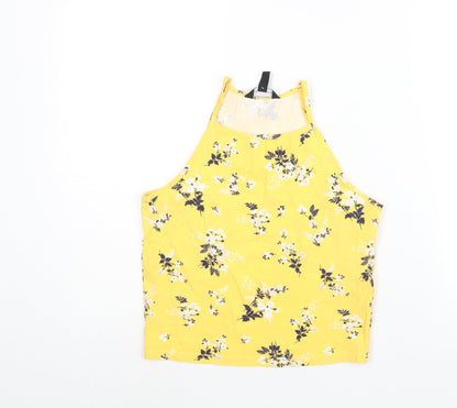 Womens UK Size 12 New Look Yellow Basic Tank