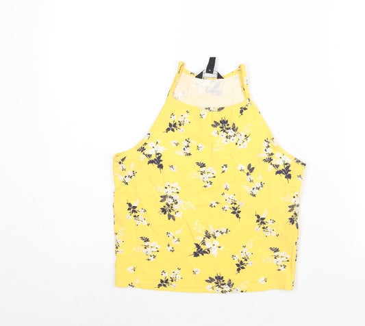 Womens UK Size 12 New Look Yellow Basic Tank