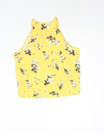 Womens UK Size 12 New Look Yellow Basic Tank