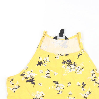 Womens UK Size 12 New Look Yellow Basic Tank