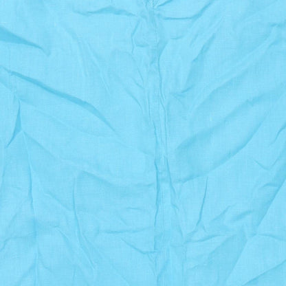 EAST Womens Blue Linen Shift Size 14 Round Neck Button