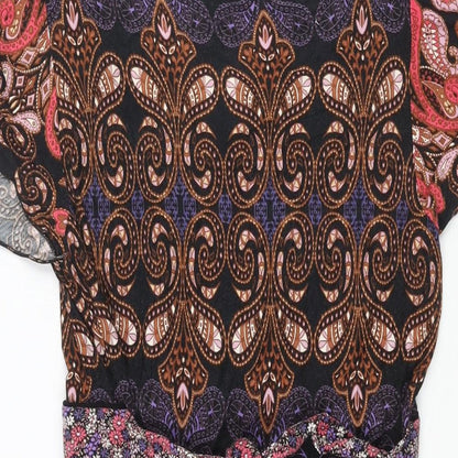 Wallis Womens Multicoloured Geometric Viscose A-Line Size 12 Scoop Neck Pullover - Belted