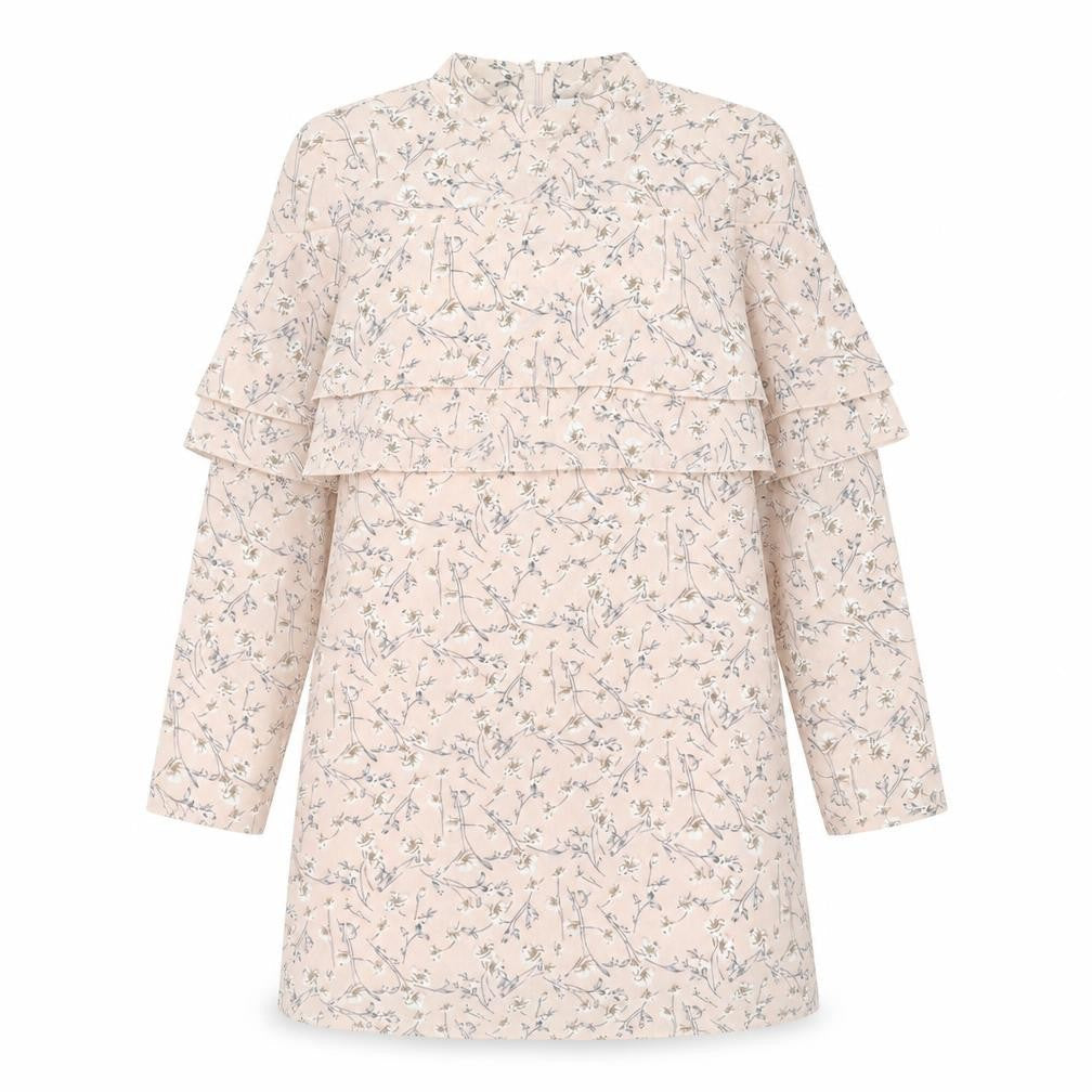 Glamorous Womens Pink Floral Polyester Shift Size 12 Mock Neck Zip - Frill