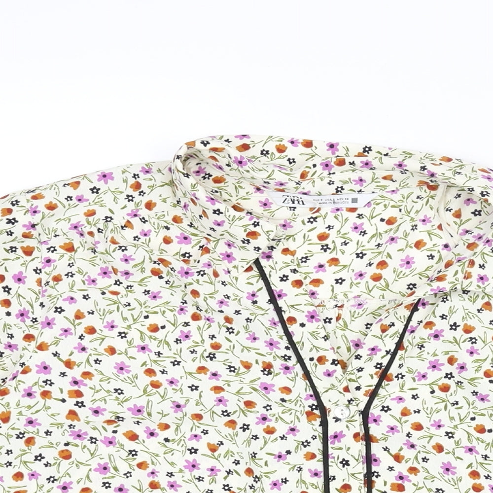Womens UK Size S Zara Multicoloured Basic Blouse