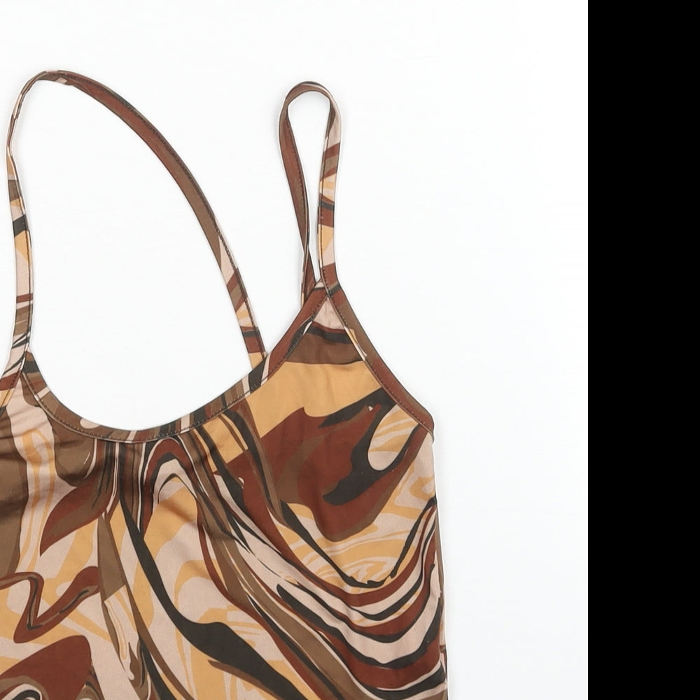 Womens UK Size 4 PRETTYLITTLETHING Brown Cropped Tank