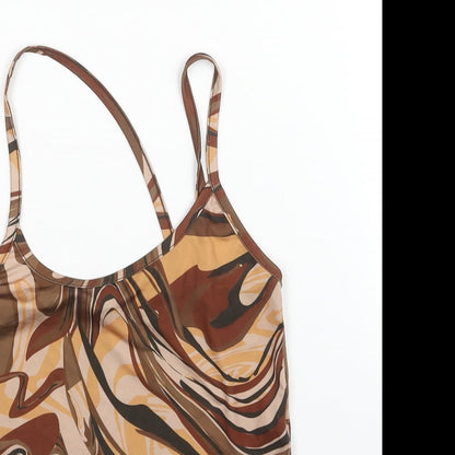 Womens UK Size 4 PRETTYLITTLETHING Brown Cropped Tank
