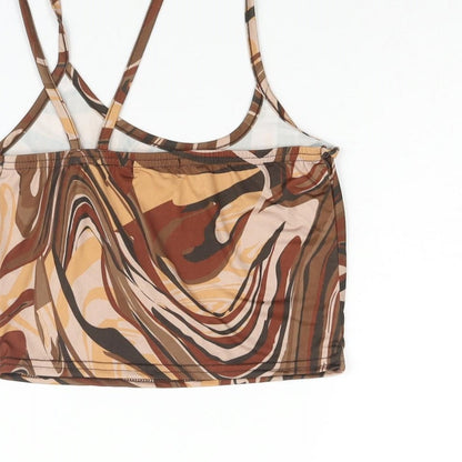 Womens UK Size 4 PRETTYLITTLETHING Brown Cropped Tank
