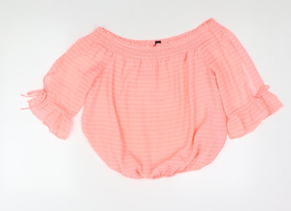 Womens UK Size 10 New Look Pink Basic Blouse