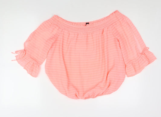 Womens UK Size 10 New Look Pink Basic Blouse