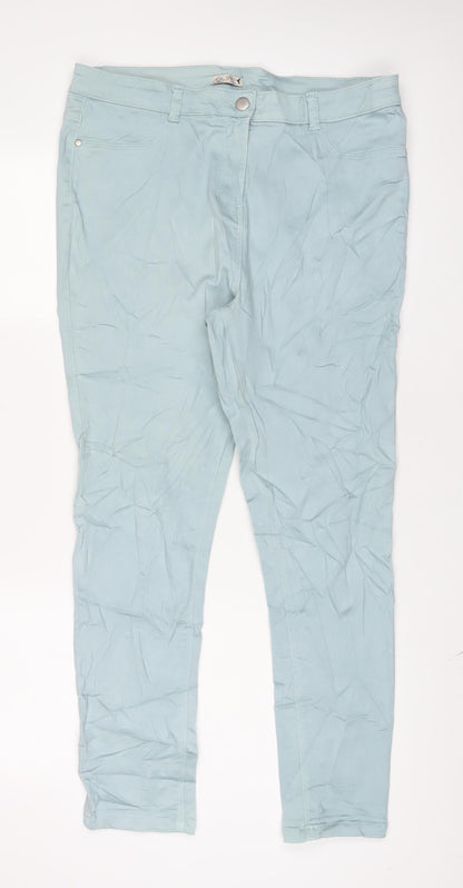 M&Co Womens Blue Cotton Skinny Jeans Size 18 L30 in Regular Zip