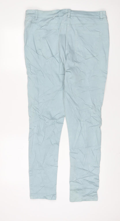 M&Co Womens Blue Cotton Skinny Jeans Size 18 L30 in Regular Zip