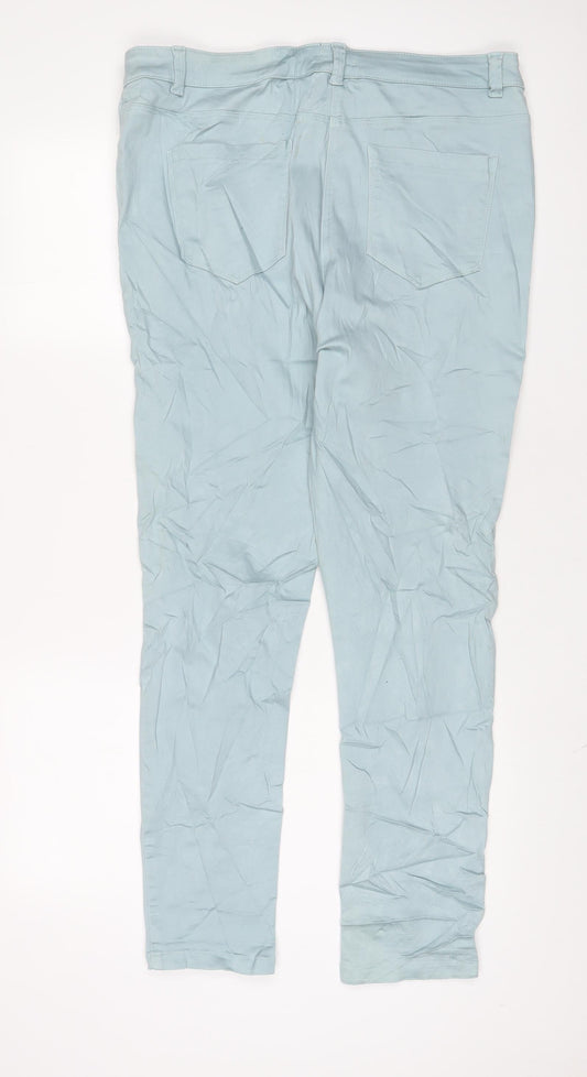 M&Co Womens Blue Cotton Skinny Jeans Size 18 L30 in Regular Zip