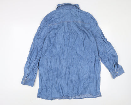 TU Womens Blue Cotton Sheath Size 16 Collared Zip