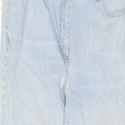 Damart Womens Blue Cotton Straight Jeans Size 14 L27 in Regular Zip