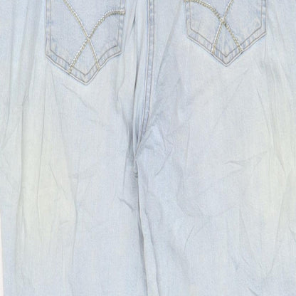 Damart Womens Blue Cotton Straight Jeans Size 14 L27 in Regular Zip