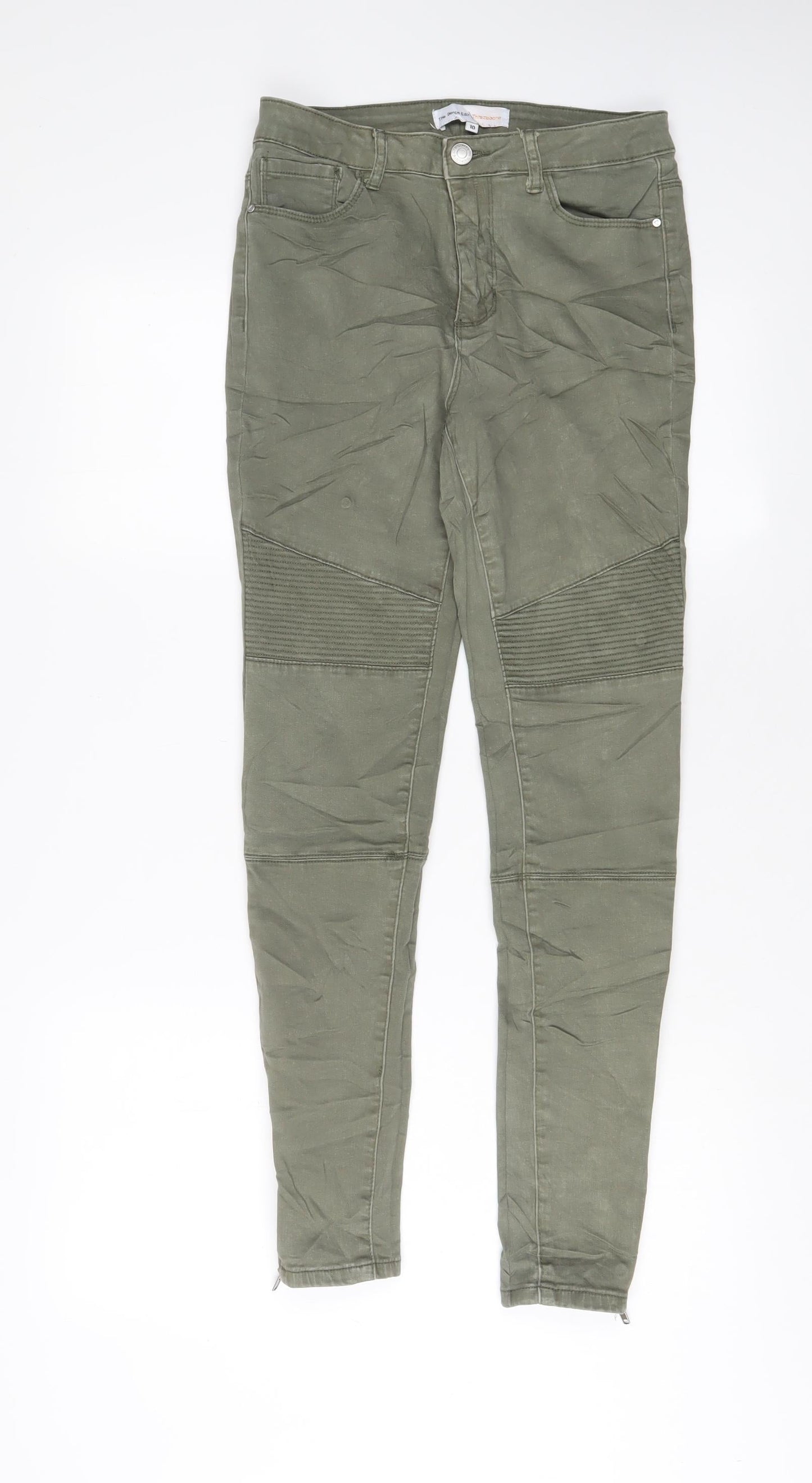Threadbare Womens Green Cotton Skinny Jeans Size 10 L28 in Regular Zip - Ankle Zips