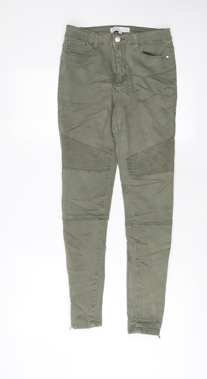 Threadbare Womens Green Cotton Skinny Jeans Size 10 L28 in Regular Zip - Ankle Zips