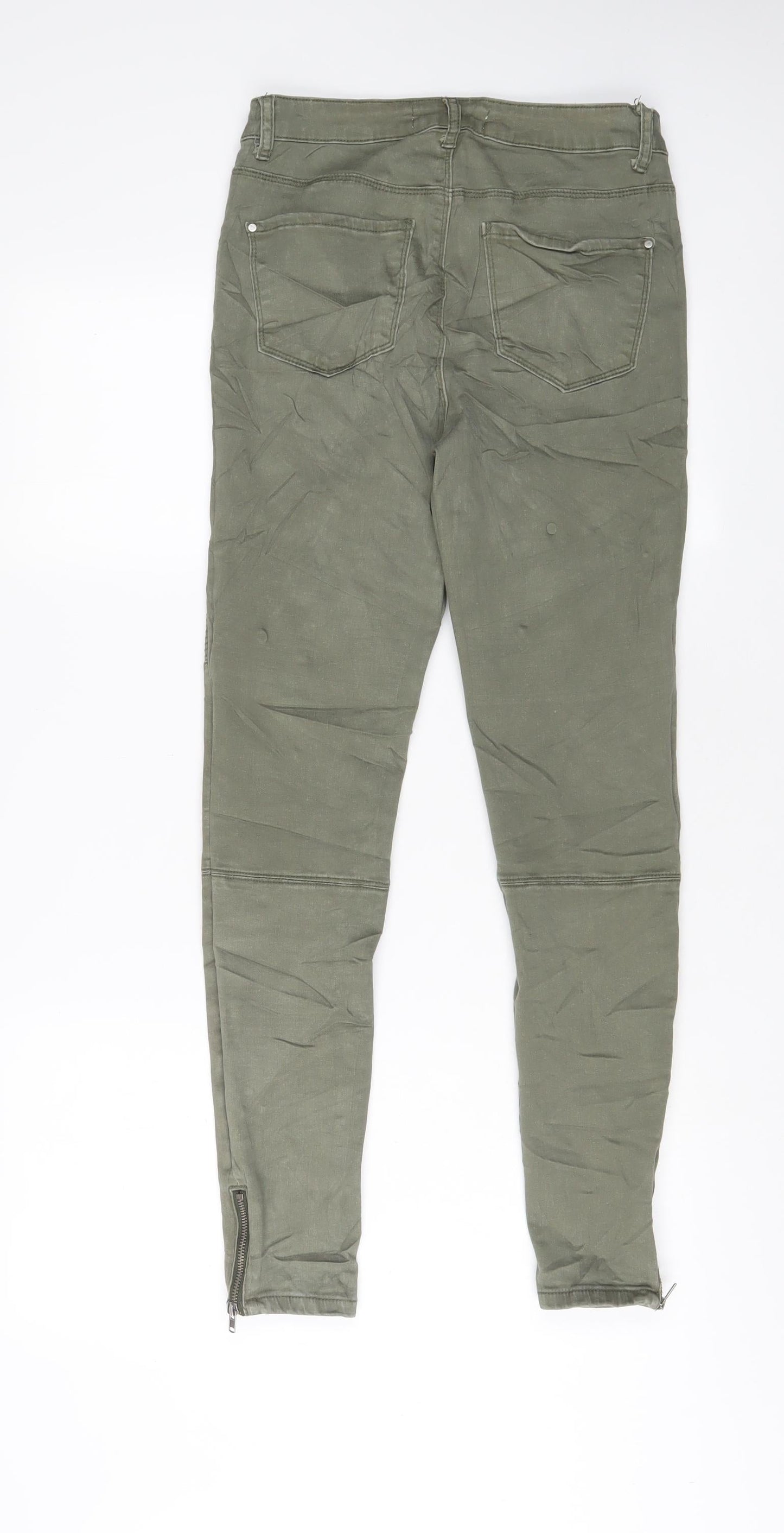 Threadbare Womens Green Cotton Skinny Jeans Size 10 L28 in Regular Zip - Ankle Zips
