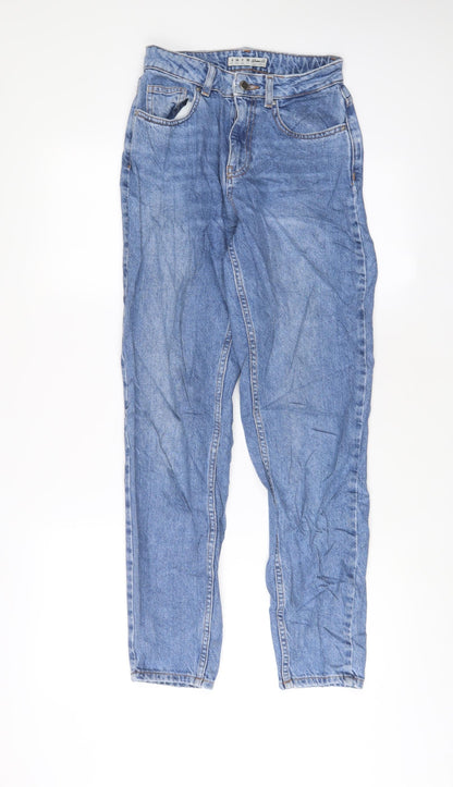 Denim & Co. Womens Blue Cotton Straight Jeans Size 6 L29 in Regular Zip