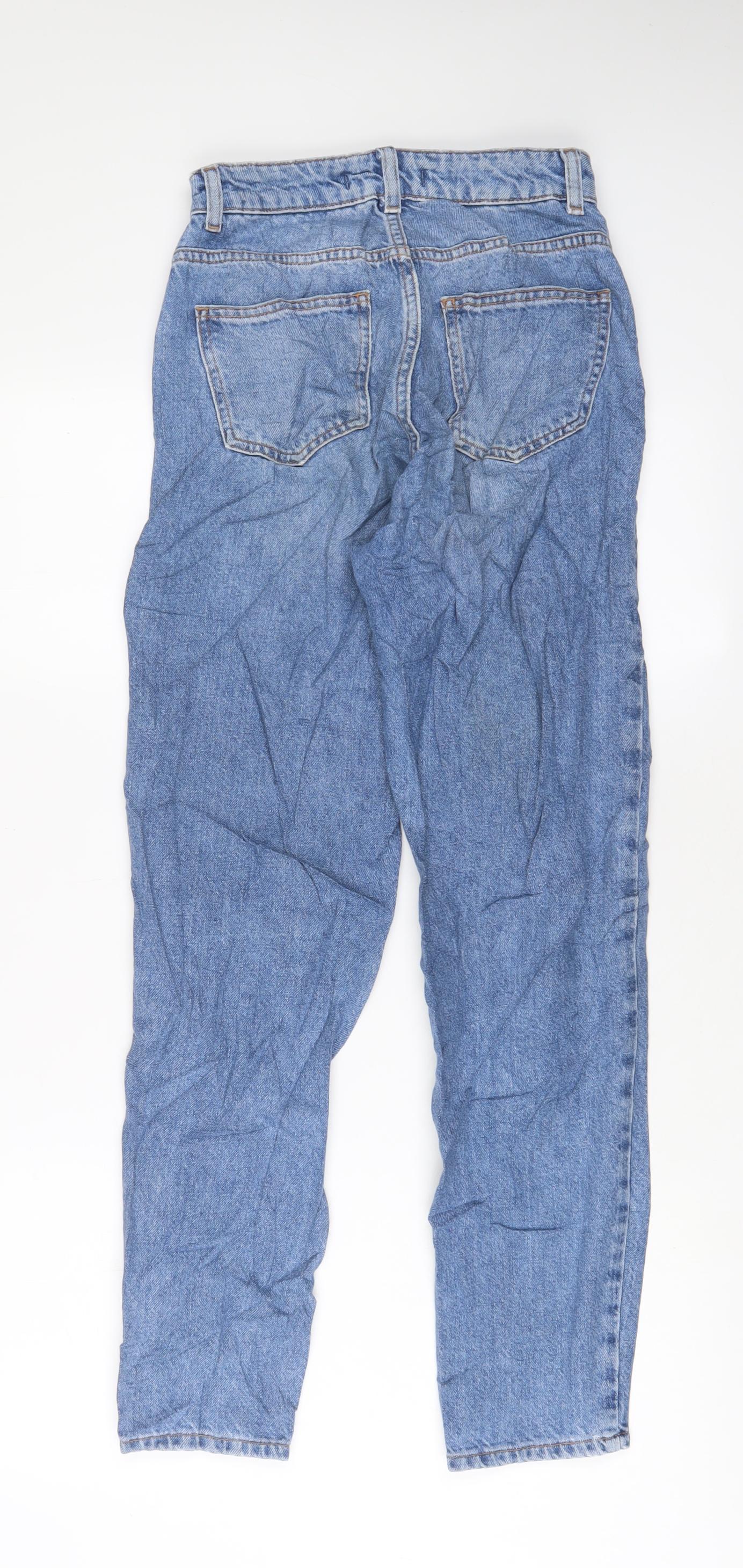 Denim & Co. Womens Blue Cotton Straight Jeans Size 6 L29 in Regular Zip