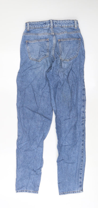 Denim & Co. Womens Blue Cotton Straight Jeans Size 6 L29 in Regular Zip