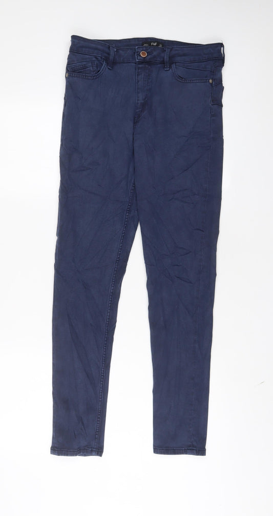 F&F Womens Blue Cotton Skinny Jeans Size 10 L29 in Regular Zip