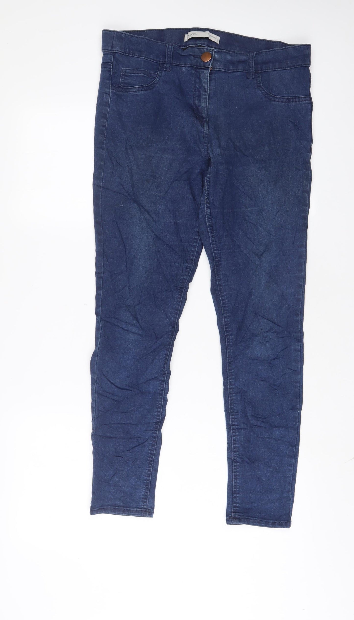 George Womens Blue Cotton Skinny Jeans Size 14 L27 in Regular Zip - 14/16