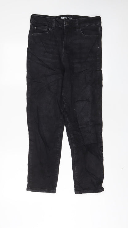 George Womens Black Cotton Straight Jeans Size 10 L28 in Regular Zip