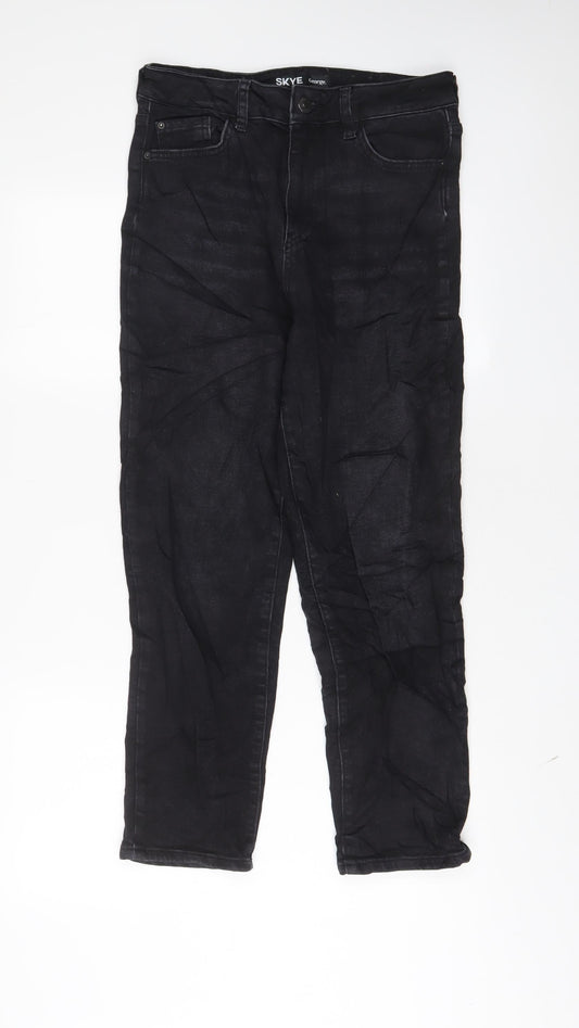George Womens Black Cotton Straight Jeans Size 10 L28 in Regular Zip