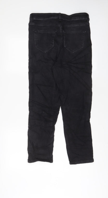 George Womens Black Cotton Straight Jeans Size 10 L28 in Regular Zip