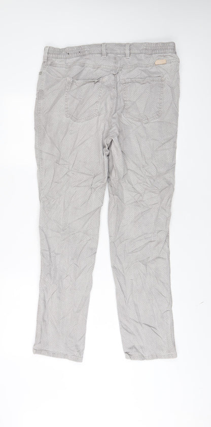 Belmonte Womens Grey Geometric Cotton Straight Jeans Size 18 L30 in Slim Zip
