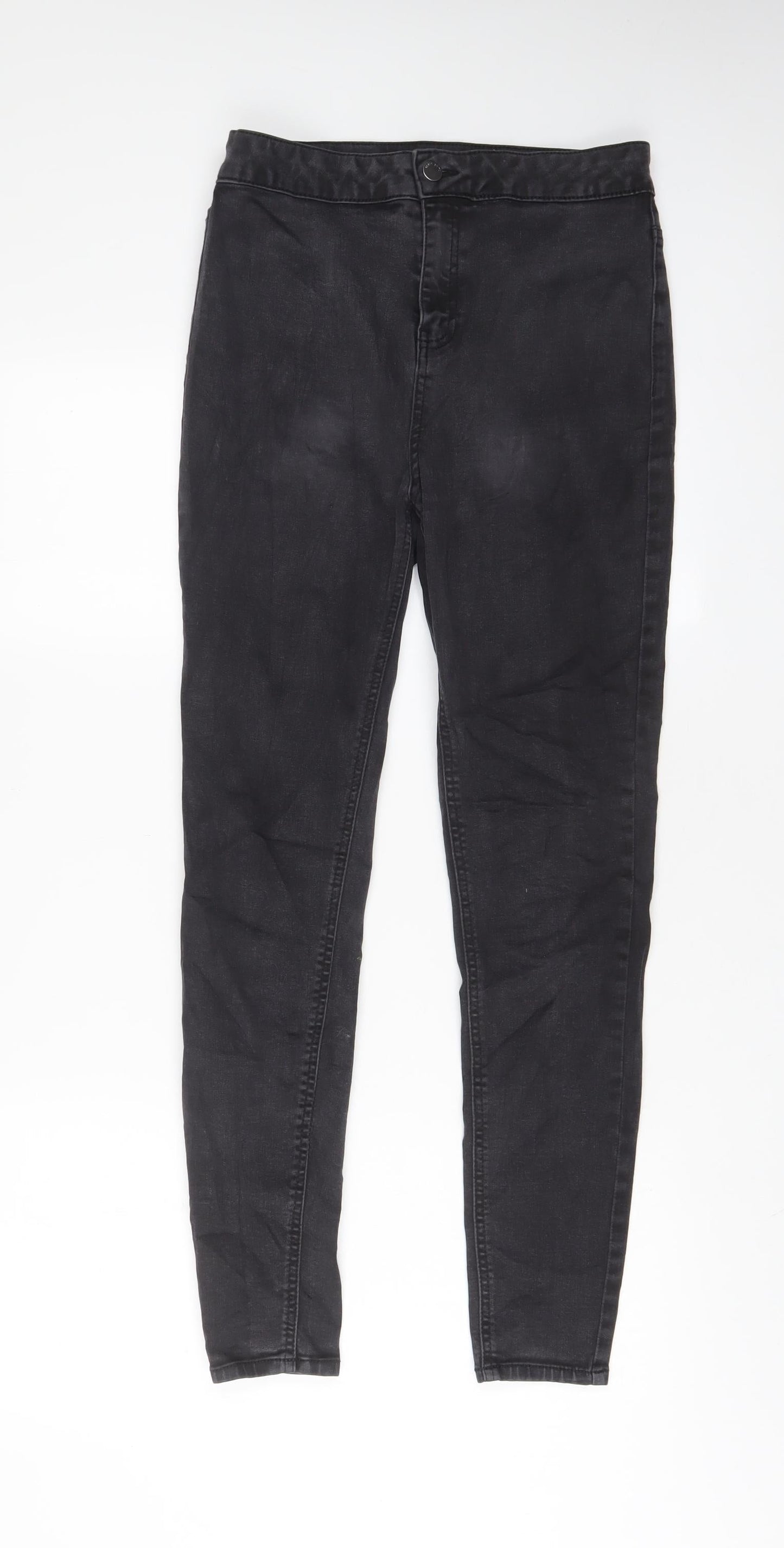 TU Womens Grey Cotton Skinny Jeans Size 14 L28 in Regular Zip