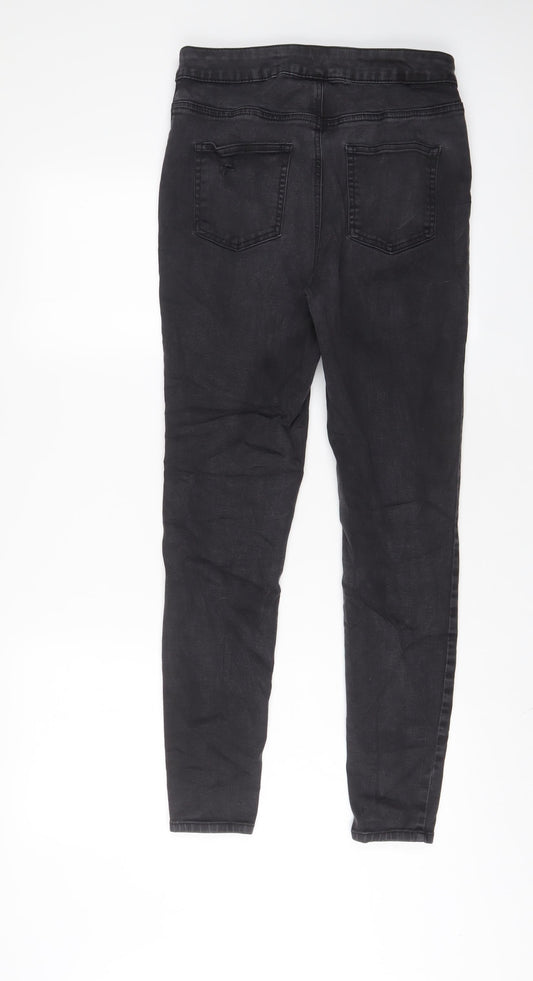 TU Womens Grey Cotton Skinny Jeans Size 14 L28 in Regular Zip