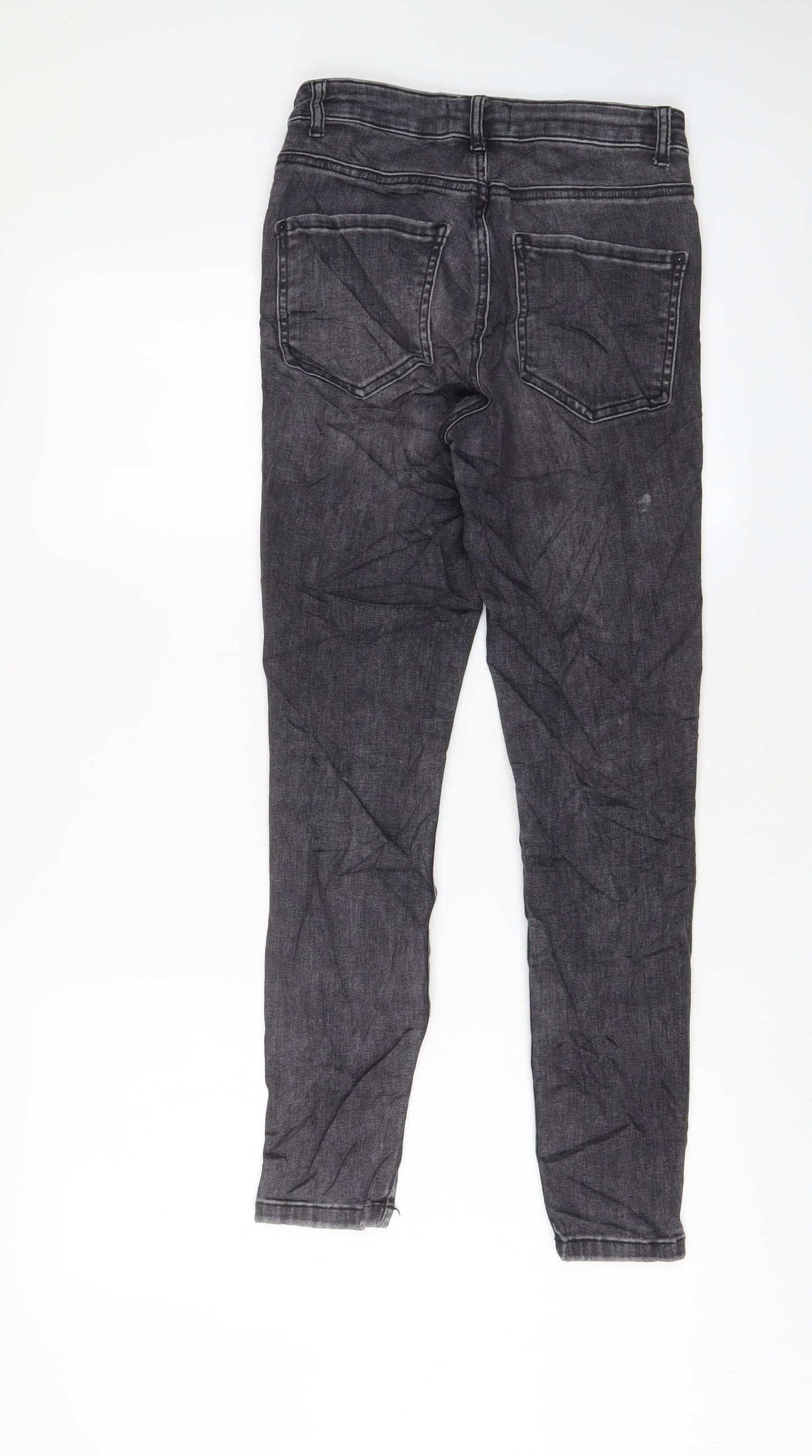 Dorothy Perkins Womens Grey Cotton Skinny Jeans Size 10 L27 in Regular Zip