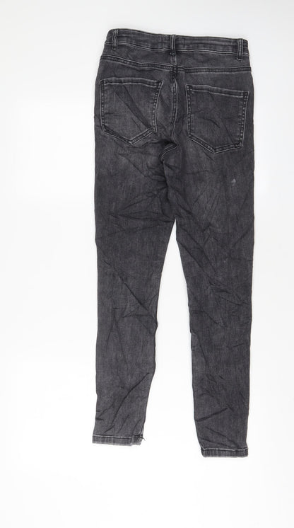 Dorothy Perkins Womens Grey Cotton Skinny Jeans Size 10 L27 in Regular Zip