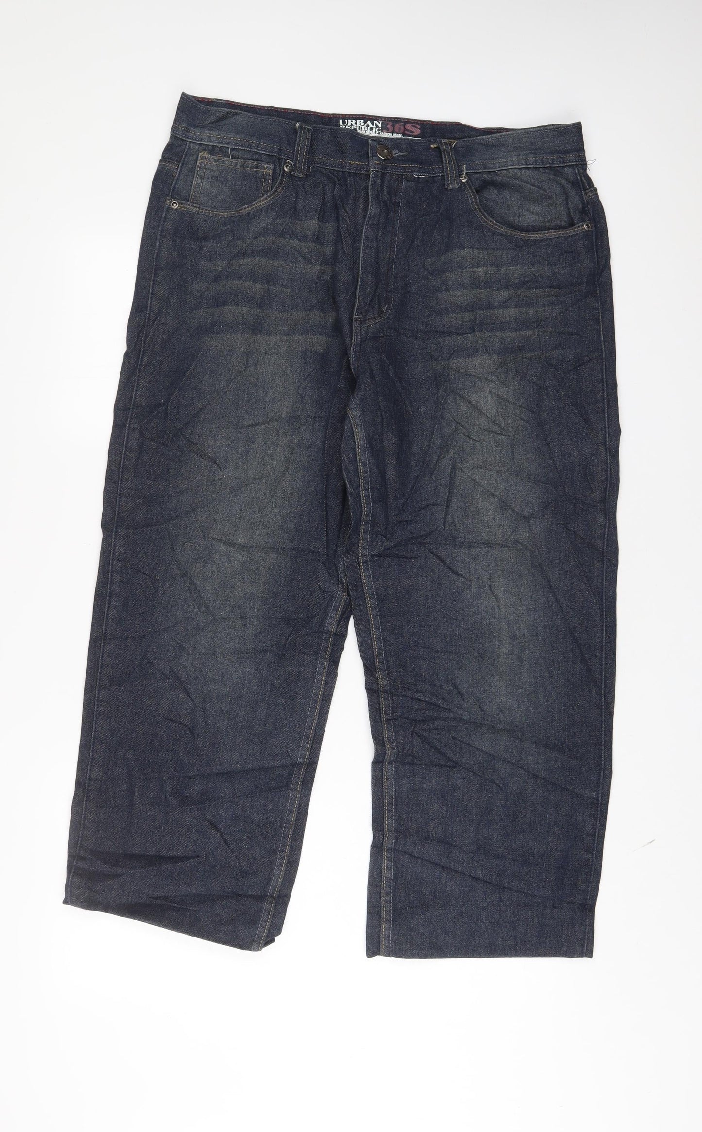 Urban Republic Mens Blue Cotton Straight Jeans Size 36 in L26 in Regular Zip - Short Leg