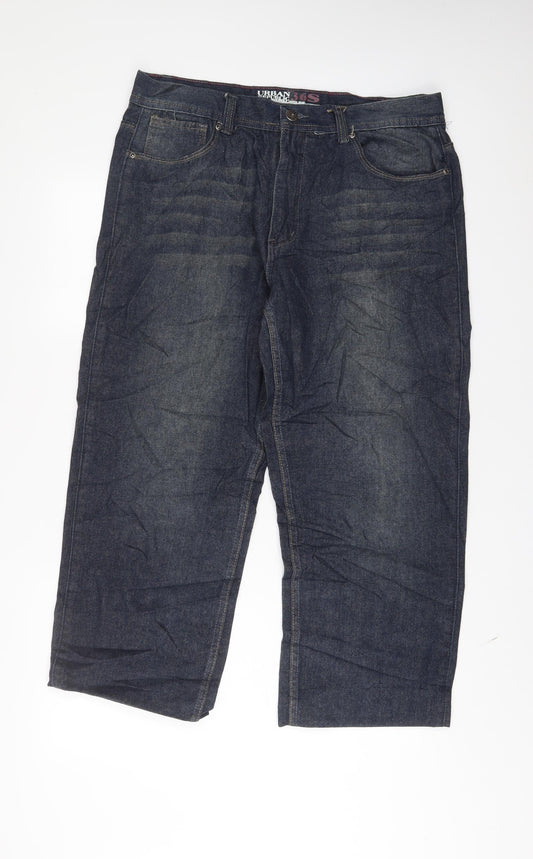 Urban Republic Mens Blue Cotton Straight Jeans Size 36 in L26 in Regular Zip - Short Leg