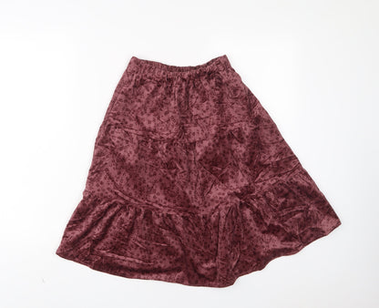 Zara Girls Pink Floral Cotton A-Line Skirt Size 13-14 Years Regular Pull On