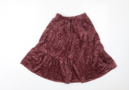 Zara Girls Pink Floral Cotton A-Line Skirt Size 13-14 Years Regular Pull On