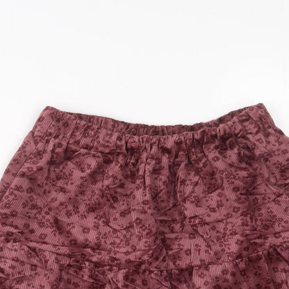 Zara Girls Pink Floral Cotton A-Line Skirt Size 13-14 Years Regular Pull On